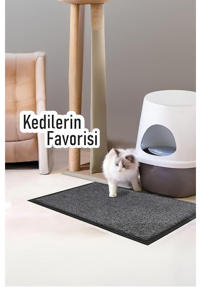 Şık Ve Geniş Kauçuk Nem Alıcı Paspas Siyah Gri Kırçıllı İç Ve Dış Paspası Halı Paspas