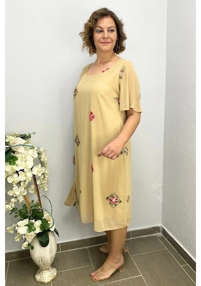 Mia Butik Kadın Sarı Şifon Elbise Sarı