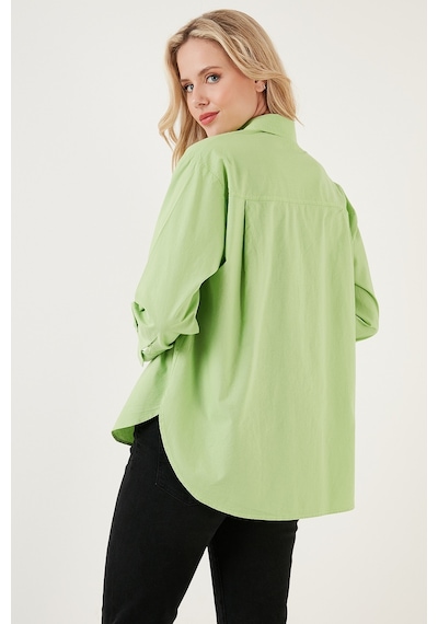 Lela Oversize % 100 Pamuk Poplin Bayan Gömlek Cf21S163867 Fistik Yeşil Lela Oversize % 100 Pamuk Poplin Bayan Gömlek Cf21S163867 Fistik Yeşil