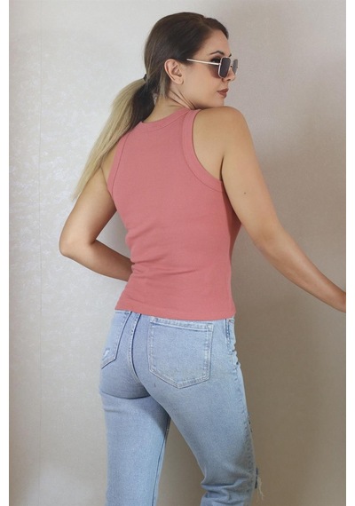 Ritnice Kadın Premium Doku Gülkurusu Fitilli Pamuklu Atlet