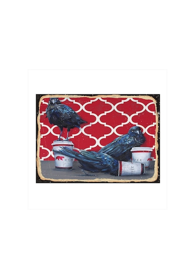 Bedeko Kahve Ve Kargalar Art Mdf Poster 50 Cm X 70 Cm