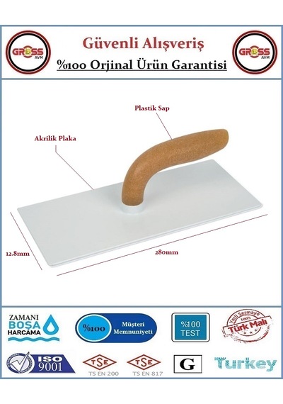 Dekor Kaleterasit Plastik Saplı Sıva Malası - Akrilik - 28cm