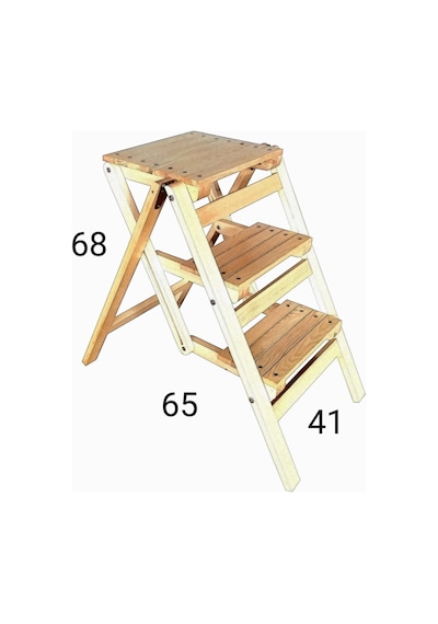 Kumsal Concept Abaş Ahşap Merdiven Tabure Katlanır
