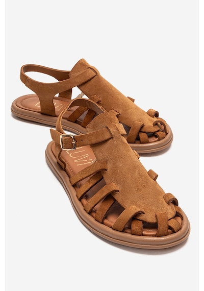Luvishoes Alone Taba Süet Hakiki Deri Kadın Sandalet