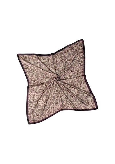 Mim Eşarp Ebruli Jan Jan Spiral Desenli Eşarp 90x90 Cm Gold - Siyah