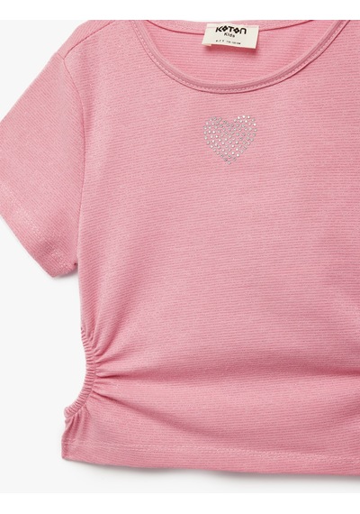Koton Bisiklet Yaka Slim Fit Kalpli Taşlı Büzgü Detaylı Pamuklu Kısa Kollu Crop Bluz Pembe 6skg60007ak Gül Koton Bisiklet Yaka Slim Fit Kalpli Taşlı Büzgü Detaylı Pamuklu Kısa Kollu Crop Bluz Pembe 6skg60007ak Gül