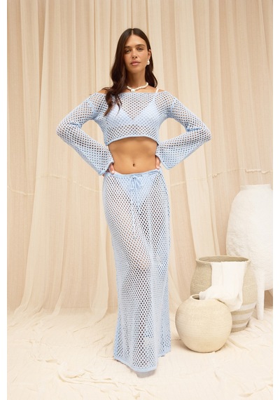 Mai Collection Forio Mavi Triko Crop Etek Takım