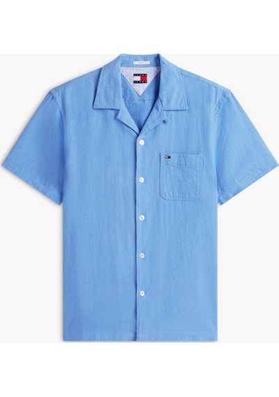 Tommy Hilfiger Tjm Erkek Regular Keten Karışımlı Camp Ss Ext Mavi Gömlek-15651