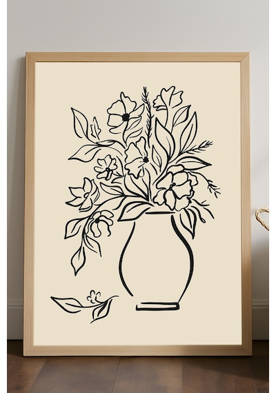 Vase Ahşap Çerçeveli Poster, Dekoratif Sanatsal Duvar Tablosu