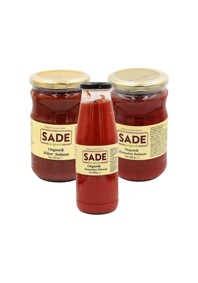 Sade Organik Domates+biber Salçası+domates Püresi