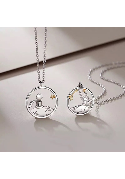 Little Prince Küçük Prens Ve Tilki Best Friends Dostluk Sembolü İkili Kolye Çelik