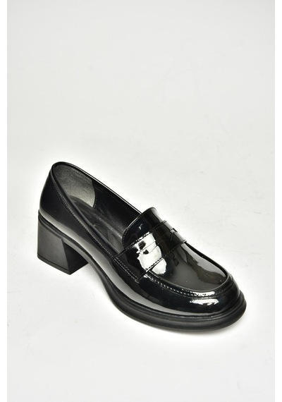 Fox Shoes T820145308 Siyah Rugan Kalın Topuklu Kadın Ayakkabı Siyah