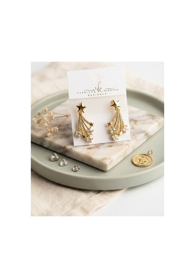 Gold Renk Zirkon Taşlı Halley Model Pirinç Kadın Küpe Tj-bkp12144 Evimdeyokyok