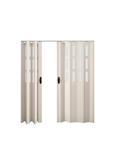 Faran Dekorasyon 170 x 215 Beyaz Renk Camlı Çift Açılım Pvc Akordiyon Kapı - FRNAKMODEL-0-153