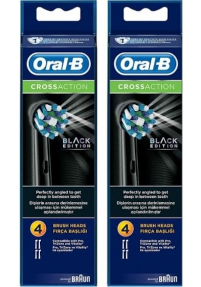 Oral-B Diş Fırçası Yedek Başlığı Cross Action Siyah 2 x 4'lü