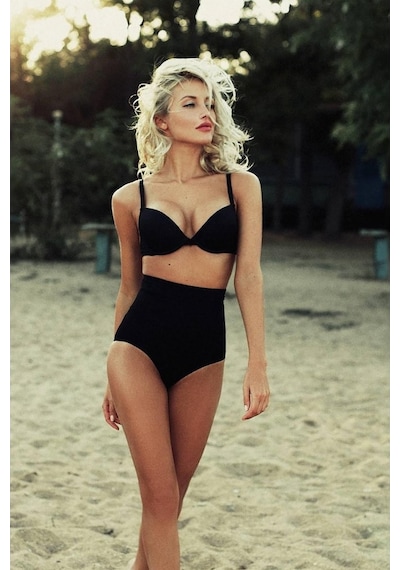 Angelsin Siyah Yüksek Bel Kaplı Bikini (405156753)