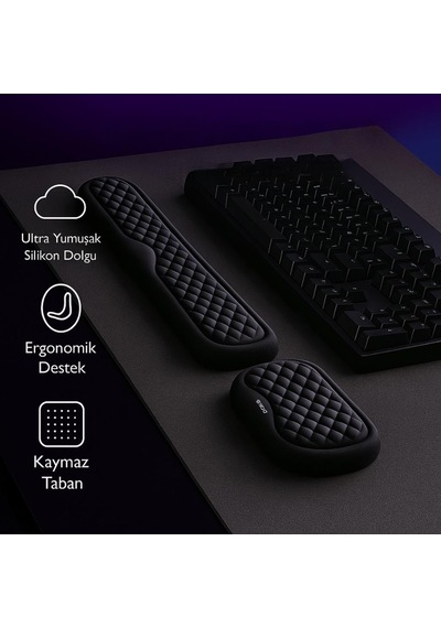 Coofbe Masaüstü Kol Dayama Padi Ergonomik Klavye Ve Mouse İçin Bilek Destek Seti Bilek Yastığı -