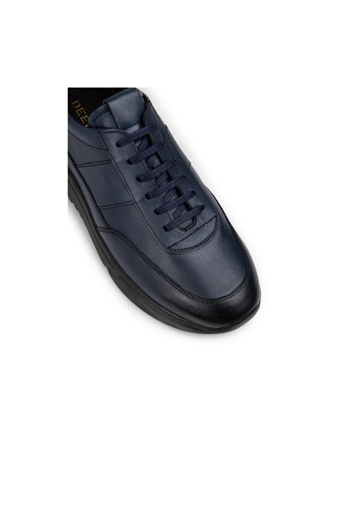 Deery Hakiki Deri Lacivert Erkek Sneaker Ayakkabı - 01963Mlcve02 Lacivert
