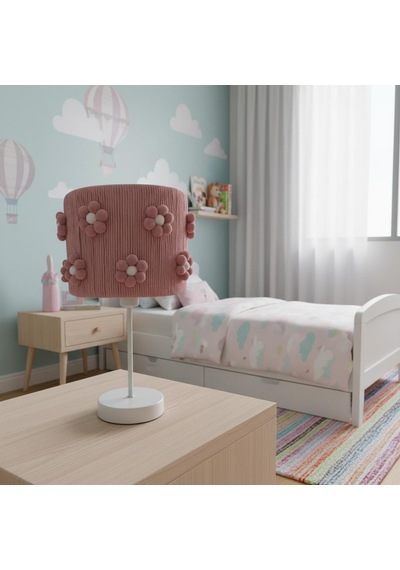 Elizim Home Lighting Makrome Papatyalı Abajur Pembe