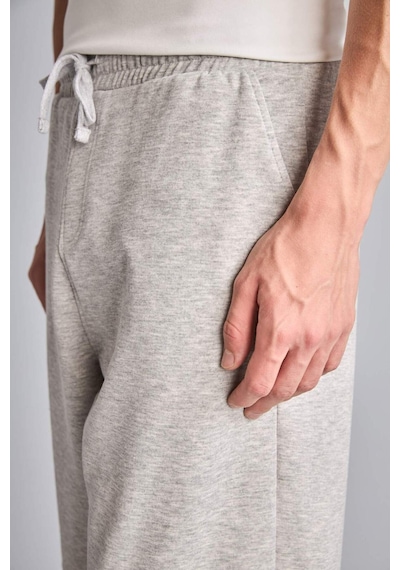 Defacto Baggy Fıt Beli Lastikli Bağlamalı Gri Melanj Şort G4184ax26smgr369 Gri-gr369