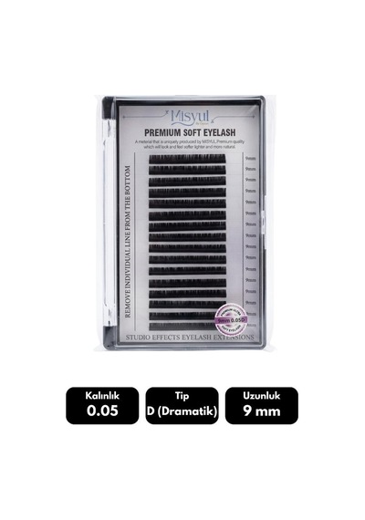 Misyul 0.05d Dramatik Kıvrım 9 Mm Soft Eyelash Doğal İpek Kirpik 16'lı