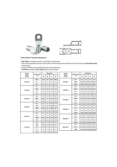 Skp Standart Tip Kablo Pabuçu