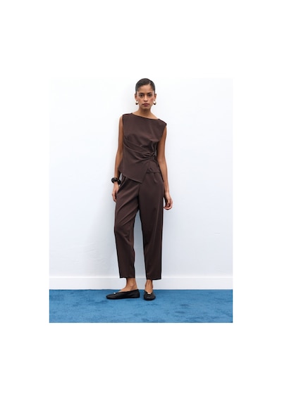 Sateen Lena Havuç Pantolon - Kahve-136960 Kahve