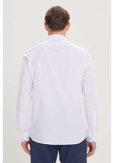 AC&Co / Altınyıldız Classics Erkek BEYAZ Slim Fit Dar Kesim Düğmeli Yaka %100 Pamuk Oxford Gömlek Beyaz