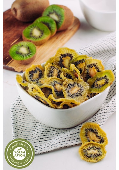 Yörem Afyon Meşhur Ordu Güneşte Kurutulmuş %100 Meyve Katkısız Şekersiz Vegan Kivi Cips 80gr. 80 G