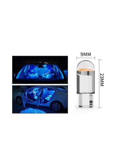 T10 Beyaz Cam Led Ampül 12V Park Plaka Tavan Ampülü 2 Adet
