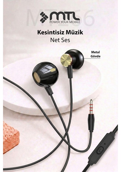 3.5 Mm Jack Girişli Stereo Kulak İçi Metal Kablolu Kulaklık Konforlu Ses Mt266 Diğer