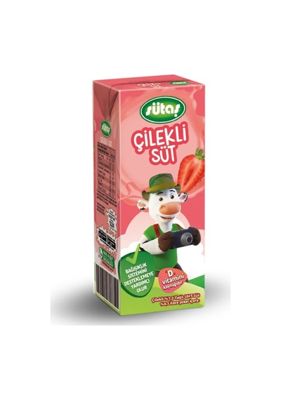 Sütaş Çilekli Süt 180 Ml X 24 Adet