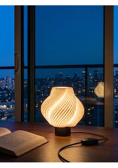 Krema - Modern Masa Ve Gece Lambası Ambiyans Lambası, Dekoratif Led Abajur Beyaz