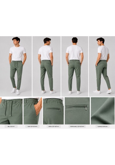 Denys Denny's Fermuarlı Cepli Jogger Pantolon Taş