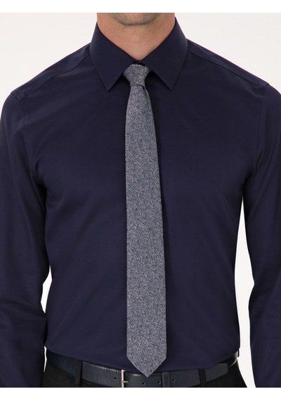 Cacharel Lacivert Slim Fit %100 Pamuk Non Iron Kolay Ütülenebilir Klasik Gömlek