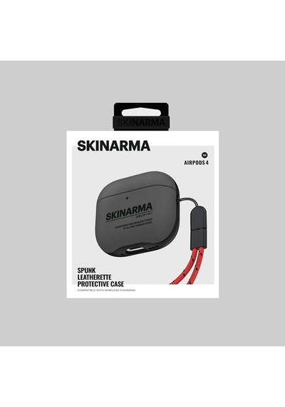 Apple Uyumlu AirPods 4 Kılıf Skinarma Pu Deri Tasarımlı Spunk Kulaklık Kılıfı Koyu Yeşil