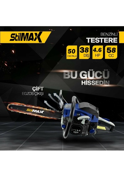 Stilmax Professional Çift Egzoz Benzinli Ağaç Motoru 4.6 Hp 58cc