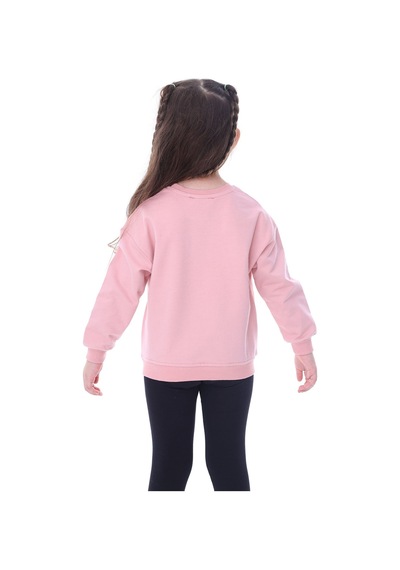 Basic Düz Renk Pudra Fırçalı Yumuşak %100 Pamuk Sweatshirt Pudra