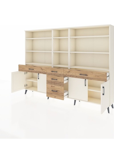 Arges Dolap 11 Raflı 5 Çekmeceli 4 Kapaklı 220x30x163 Aytaşı-aytaşı/çam Aytası/atlas Çam - Aytası