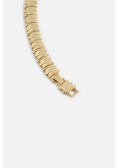 Dikey Dokulu Şerit Bileklik Gold