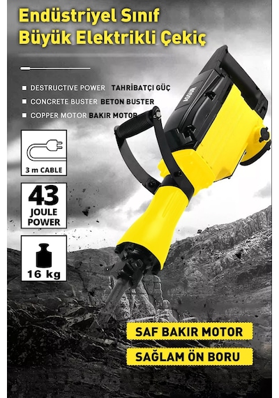 Assur ASR514 1800 W 16 KG Darbeli Kırıcı Delici Hilti Sarı