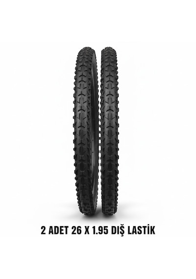 26 Jant Bisiklet Dış Lastik Takımı - 2 Adet 26x1.95 Dağ Bisikleti Mtb Dişli Dış Lastik