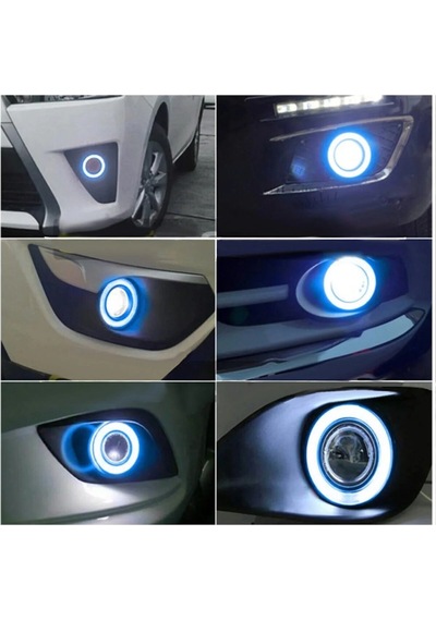 Eraks Car Accesories 89 MM Buz Mavi Ice Blue Mercekli Angel Led Metal Gövde Halkalı Sis Far