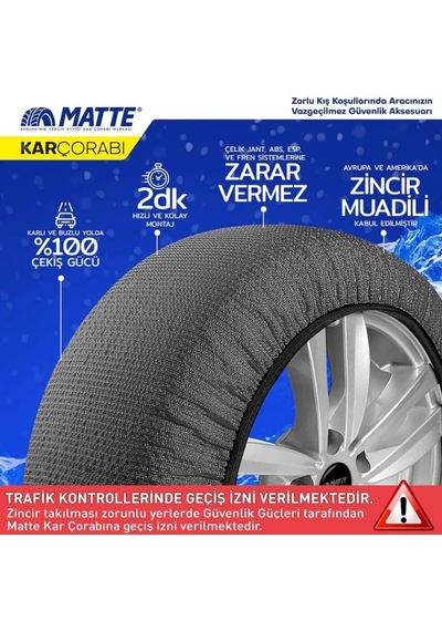 Lastik Kar Çorabı Kar Zinciri Muadili Yüksek Kalite Tekstil Kar Zinciri Extra Pro Series Medium Diğer