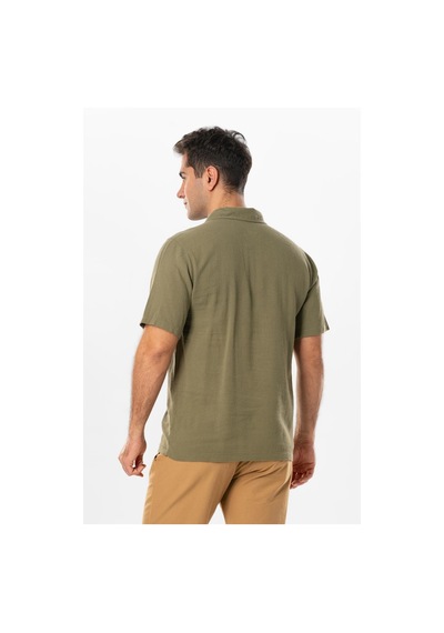 Violet Kısa Kol Foça Düğmeli Erkek Yazlık Tshirt Haki Hk-haki Haki