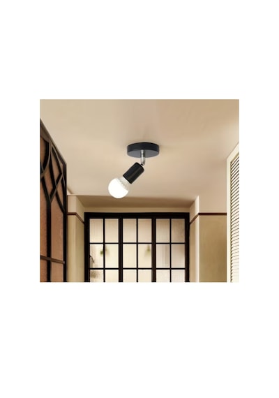 Riolight Modern Krom Mafsal Hareketli Başlık 1xe27 Duylu Siyah Metal Spot Tavan Armatür Avize Siyah