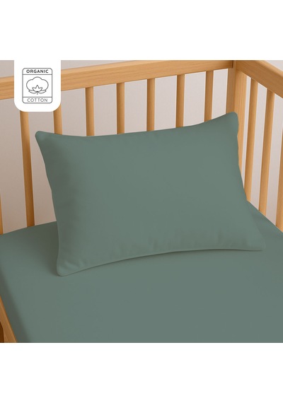 %100 Pamuk Bebek Yastık Kılıfı 35x45 Cm 2 Adet Doğal & Yumuşak Adaçayı Yeşili