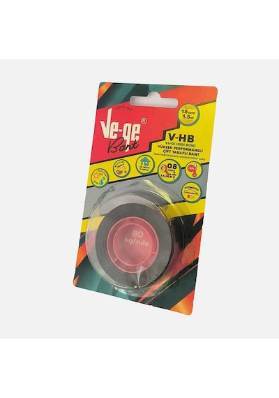 Vege Bant Çift Taraflı V-hb 1 Inc 0.8 Mm 18mmx1.5m Siyah Diğer