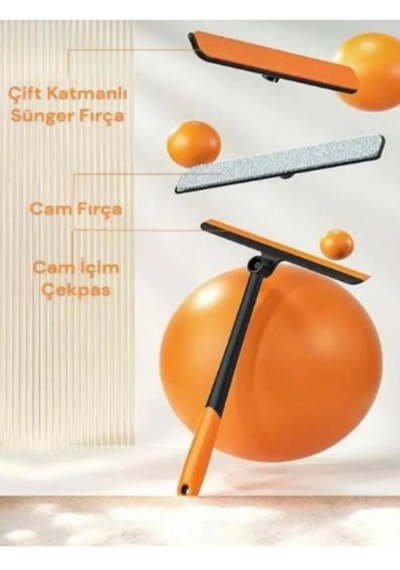 360 Pencere Temizleyici 3 Lü Set Mop Ve Çekpas Pratik Ve Hızlı Cam Temizleme Aracı