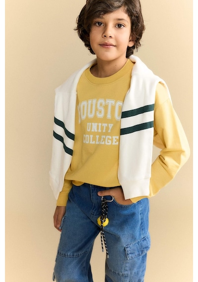 Defacto Erkek Çocuk Oversize Geniş Kalıp Baskılı Sweatshirt Kumaşı Sweatshirt G6170a826spyl502 Sarı-yl502